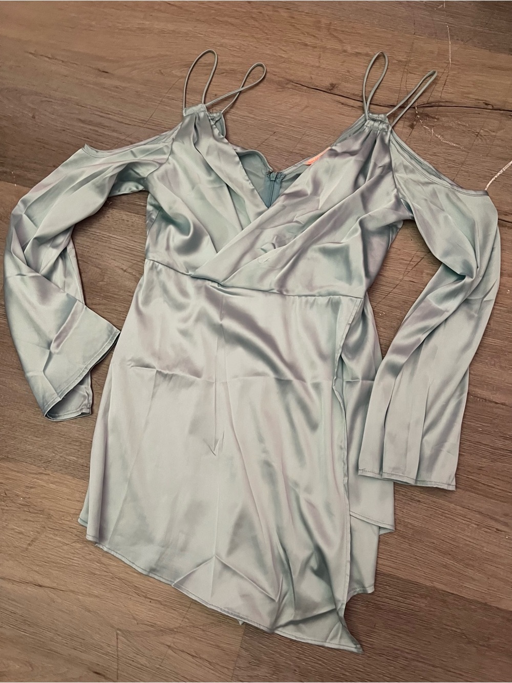Satin Light teal Cold-Shoulder romper